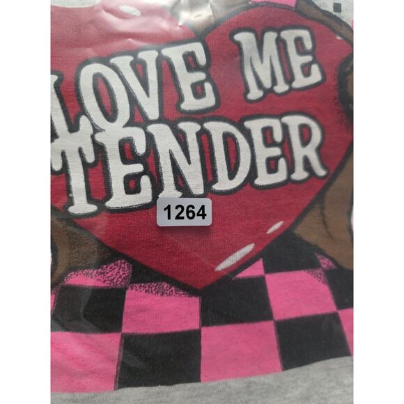 Vintage Teddy Bear Tee Shirt Love Me Tender Heart Elvis 90s Single Stitch XL USA - Picture 12 of 12